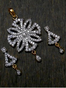 CZ Pendant With Earrings